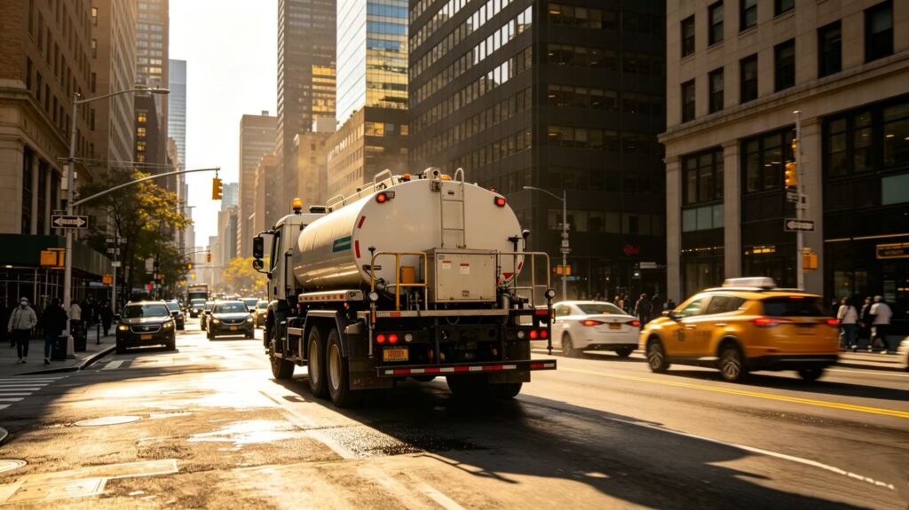 City street water tank truck